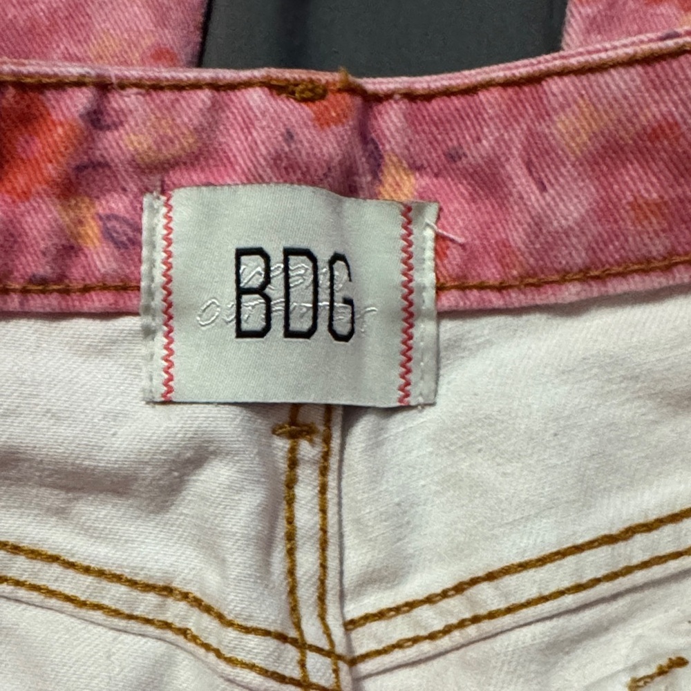 BDG Pink Floral High Rise Flare Jeans - Picture 2 of 8